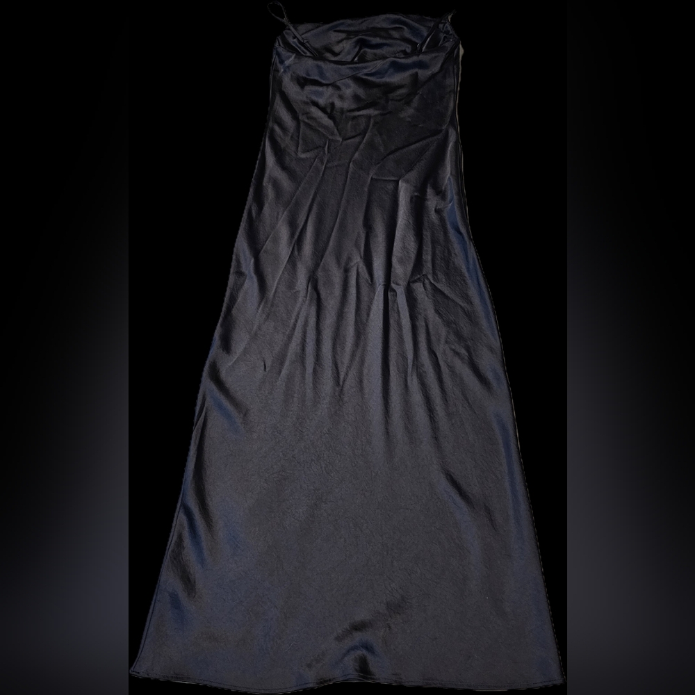NWT Express Elegant Navy Satin Slip Dress Size S - Picture 7 of 9